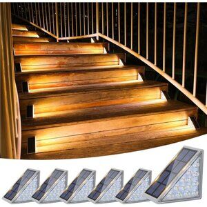 Solar Stair Lights 6 Pack, Solar Step Lights Outdoor Waterproof IP67, LED Steps